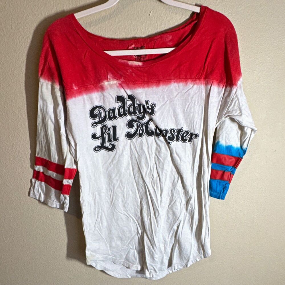 Suicide Squad Harley Quinn Women’s XL Raglan 3/4 Sleeve Graphic Tee RWB